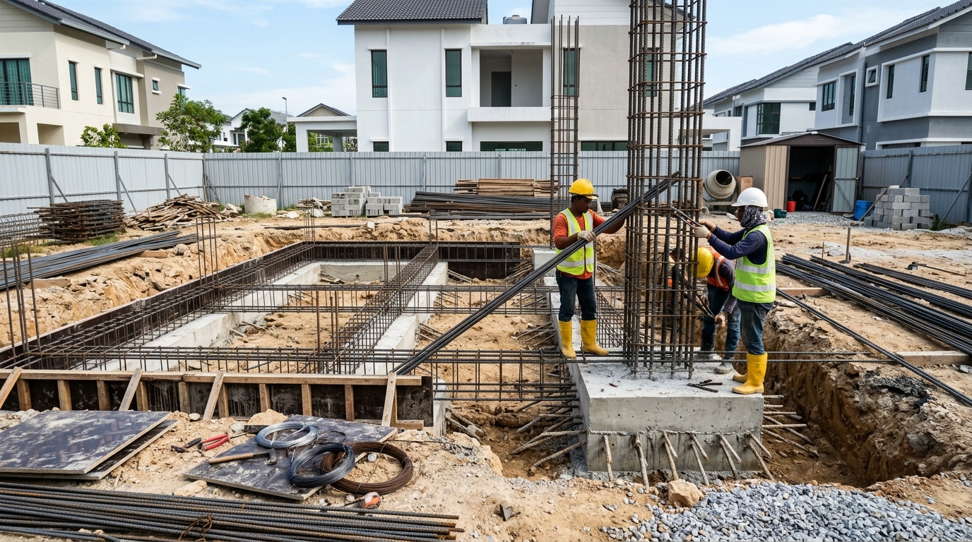 Pondasi Cakar Ayam dan Struktur Beton Rumah Tipe 36